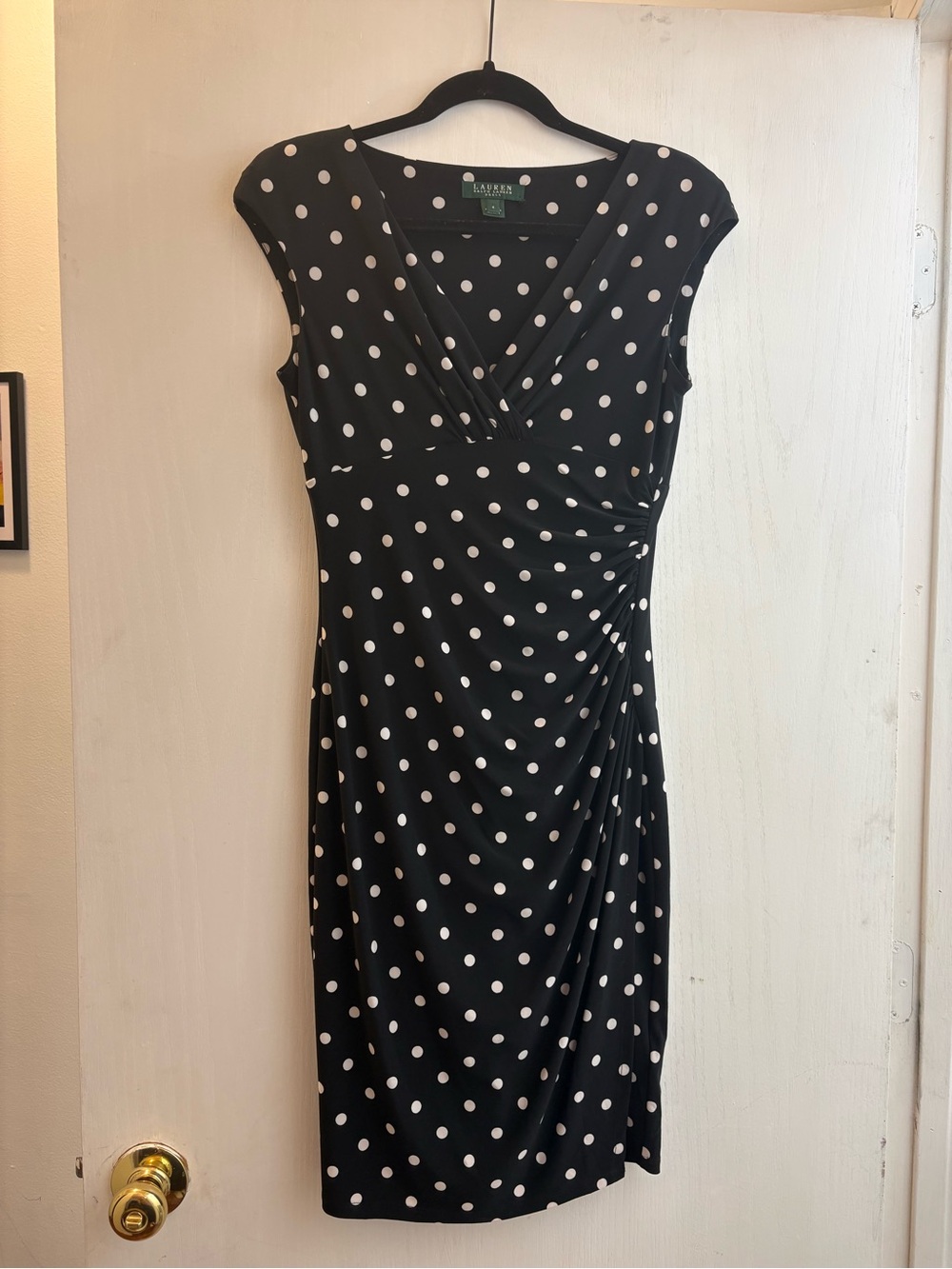 Lauren Ralph Lauren Black and White Polka Dot Midi Dress
